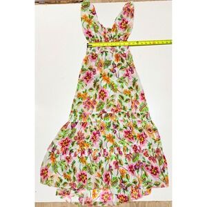 MISA Los Angeles Floral Print Tiered Maxi Dress Halter Neck XS Made In USA New